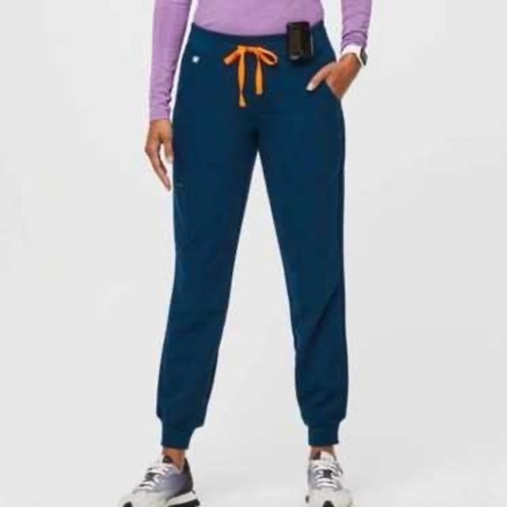 FIGS Zamora High Waist Jogger Scrub Pant XXS Blue Orange Nurse Dental Healthcare